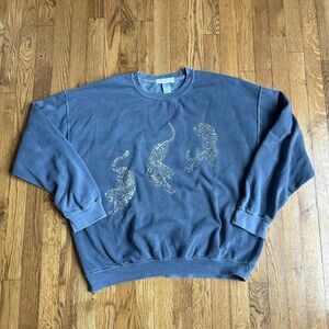 Urban Outfitters Gray Graphic Tiger Sweatshirt